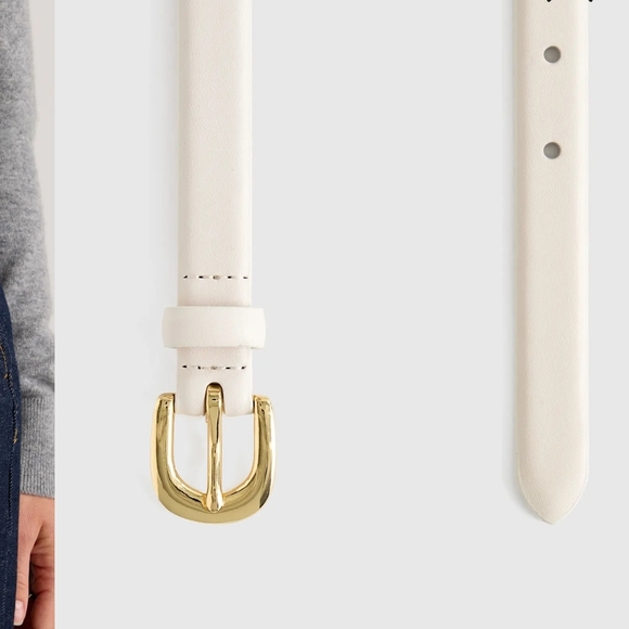 Quince Sofia European Leather Skinny Belt In Bone main image 8